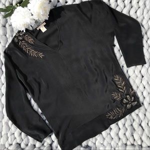 ••gold hawk 100% silk beaded tunic••